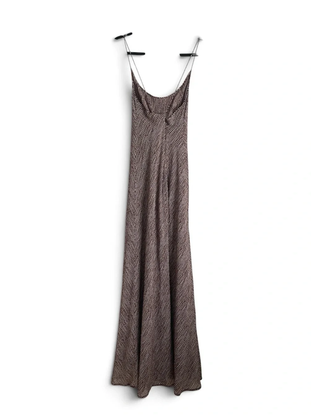 J. Crew VTG Silk Spiral-Print Maxi Dress Tan Burgundy Abstract Geometric SZ 12